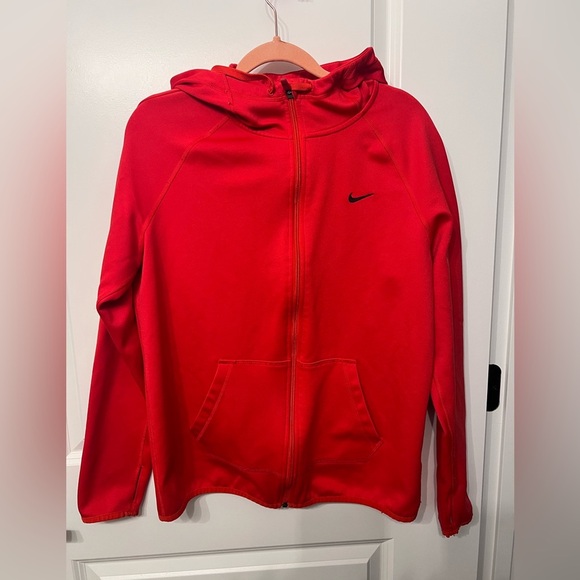 Nike Sweaters - Nike Vibrant Red Hoodie with Black Logo